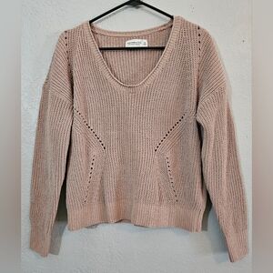 NWT Abercrombie & Fitch Soft Knit Pullover Sweater Tan/Mauve Womens XS Oversized